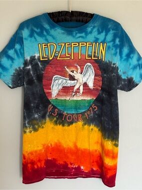 Led Zeppelin 1975 US Tour Tie Dye Graphic Band T-Shirt | Size M